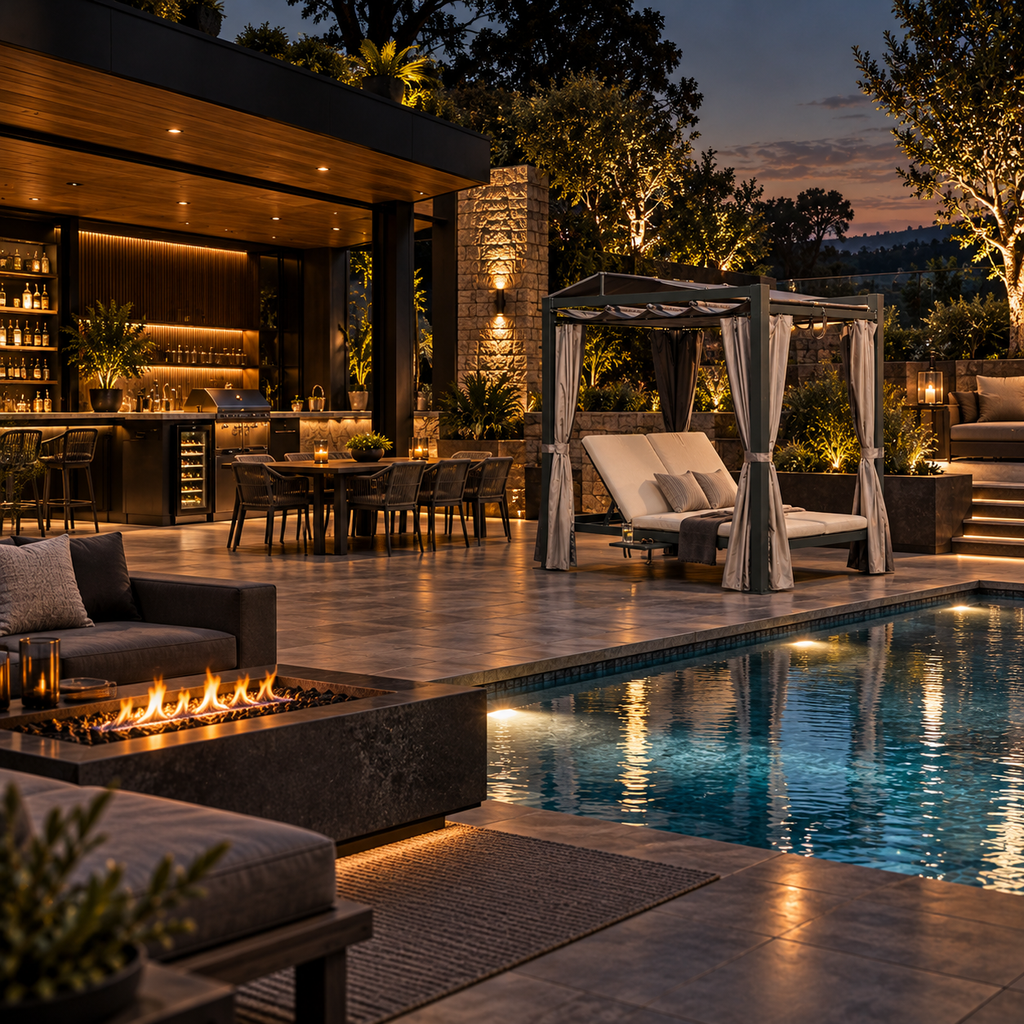Aluminum Outdoor Double Chaise Daybed with Retractable Canopy
