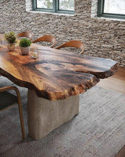 Load image into Gallery viewer, Wabi Sabi Style Luxury Solid Wood Walnut Table with Stone Inspired Legs