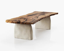 Load image into Gallery viewer, Wabi Sabi Style Luxury Solid Wood Walnut Table with Stone Inspired Legs
