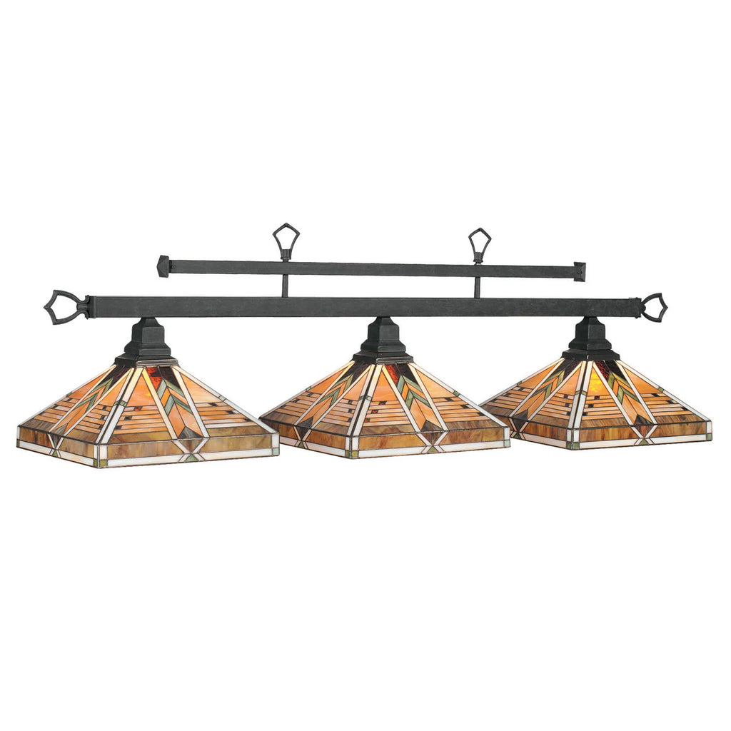 Melbourne 54-Inch 3-Shade Stained Glass Billiard Light
