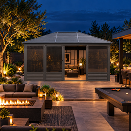 Meridian 11 x 14 FT Four-Season Aluminum Hardtop Sunroom with Sliding Doors