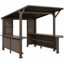 Modern Slanted Hardtop Alloy Steel Grill Gazebo