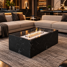 Load image into Gallery viewer, Nero Marquina Marble Coffee Table with Bioethanol Fireplace