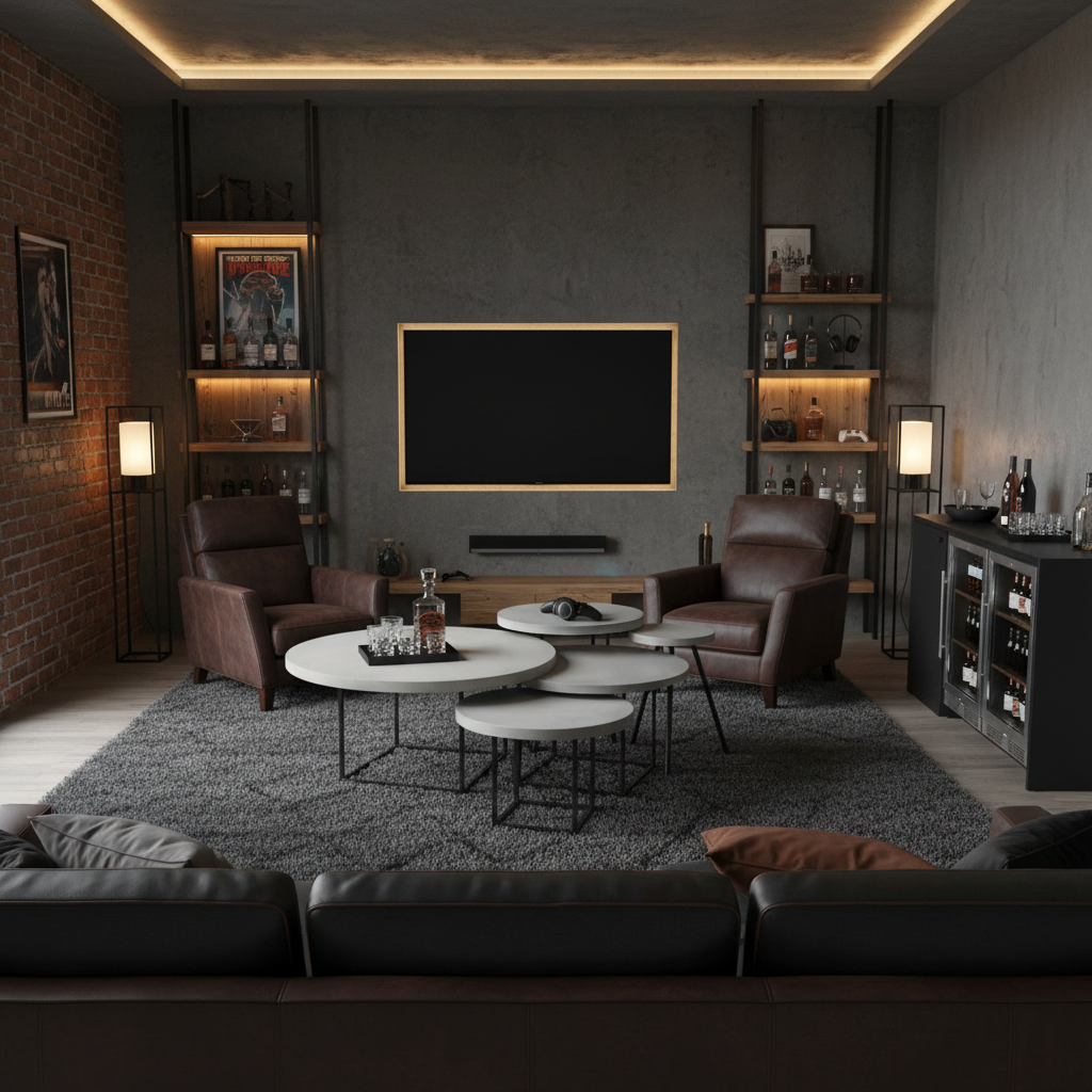 Modular Concrete Nesting Coffee Table Set | Round Industrial