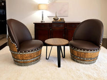 Load image into Gallery viewer, Whiskey &amp; Wine Barrel Modern Table Set — Table and Chairs, Reclaimed Oak