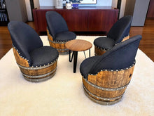 Load image into Gallery viewer, Whiskey &amp; Wine Barrel Modern Table Set — Table and Chairs, Reclaimed Oak