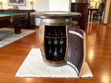 Load image into Gallery viewer, Whiskey &amp; Wine Barrel Pub Set — 4 Stools, Counter Height, Cabinet Storage