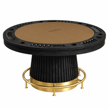 Load image into Gallery viewer, Prohibition 60” Round Poker Table with Faux Leather Playing Surface - Matte Black &amp; Brass