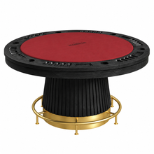 Load image into Gallery viewer, Prohibition 60” Round Poker Table with Faux Leather Playing Surface - Matte Black &amp; Brass