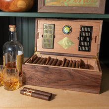 Load image into Gallery viewer, Cigar Humidor - Black Walnut with Spanish Cedar Lining - 80 Capacity