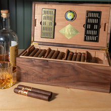 Load image into Gallery viewer, Cigar Humidor - Black Walnut with Spanish Cedar Lining - 80 Capacity