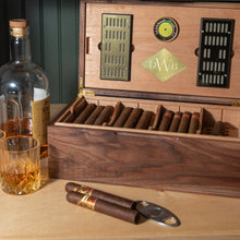 Load image into Gallery viewer, Cigar Humidor - Black Walnut with Spanish Cedar Lining - 80 Capacity
