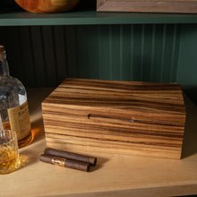 Load image into Gallery viewer, Cigar Humidor - Zebrawood with Spanish Cedar Lining - 80 Capacity