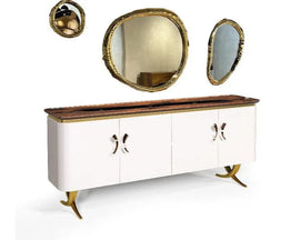 Luxury Walnut River Credenza | Modern Resin Sideboard Cabinet