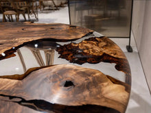Load image into Gallery viewer, Luxury Round Walnut Dining Table with Rose Gold Aluminum Legs
