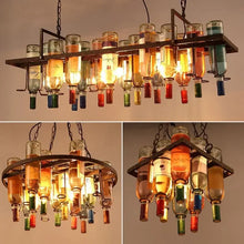 Load image into Gallery viewer, Industrial Wine Bottle Chandelier – 8-Light Metal Bar Pendant