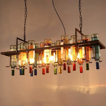 Load image into Gallery viewer, Industrial Wine Bottle Chandelier – 8-Light Metal Bar Pendant