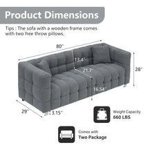Load image into Gallery viewer, 80-Inch Modern Teddy Fleece Sofa, With 2 Cushions 3-Seater  Sofa Suitable for Living Room Bedroom or Apartment Comfortable Deep-Set Leisure Furniture Wide Armrest Design Easy to Assemble