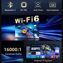 Load image into Gallery viewer, Auto Focus 1080P Projector with Android TV &amp; Wi-Fi 6