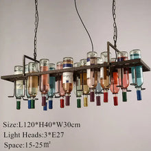 Load image into Gallery viewer, Industrial Wine Bottle Chandelier – 8-Light Metal Bar Pendant