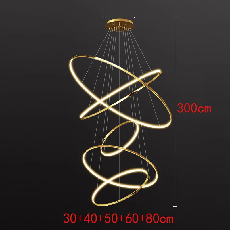 Joesee Modern Multi-Ring LED Pendant Light – Dimmable