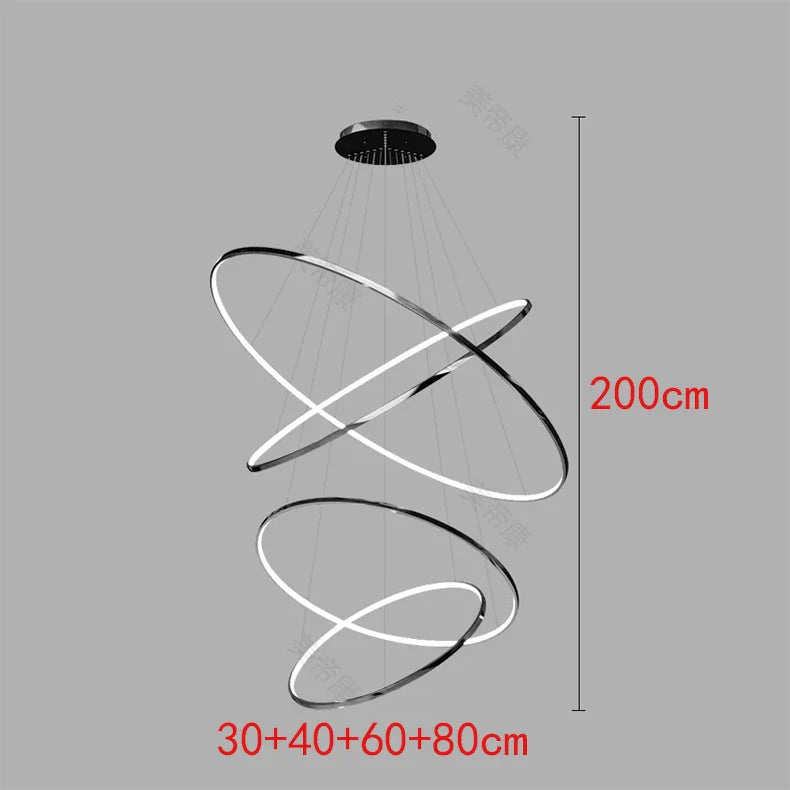 Joesee Modern Multi-Ring LED Pendant Light – Dimmable