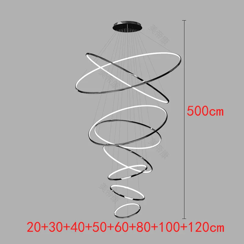 Joesee Modern Multi-Ring LED Pendant Light – Dimmable