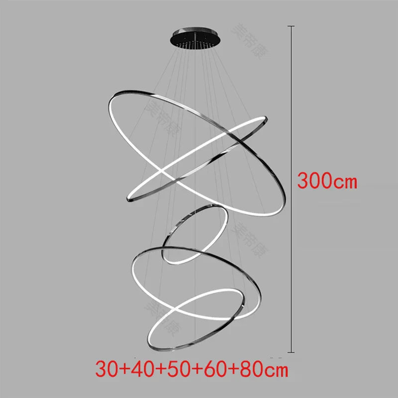 Joesee Modern Multi-Ring LED Pendant Light – Dimmable