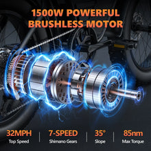 Load image into Gallery viewer, Kickwey K7 Adult Electric Bicycle 1500w 48V 23ah Mountain Electric Bike 20 Inch Fat Tire Outdoor Entertainment Off Road E Bike