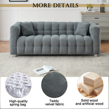 Load image into Gallery viewer, 80-Inch Modern Teddy Fleece Sofa, With 2 Cushions 3-Seater  Sofa Suitable for Living Room Bedroom or Apartment Comfortable Deep-Set Leisure Furniture Wide Armrest Design Easy to Assemble