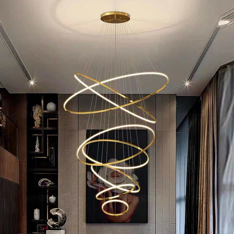 Joesee Modern Multi-Ring LED Pendant Light – Dimmable