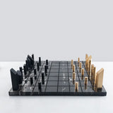 Golden Metal Marble Chessboard – Luxury Modern Chess Set for Mancaves