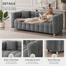 Load image into Gallery viewer, 80-Inch Modern Teddy Fleece Sofa, With 2 Cushions 3-Seater  Sofa Suitable for Living Room Bedroom or Apartment Comfortable Deep-Set Leisure Furniture Wide Armrest Design Easy to Assemble