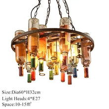 Load image into Gallery viewer, Industrial Wine Bottle Chandelier – 8-Light Metal Bar Pendant