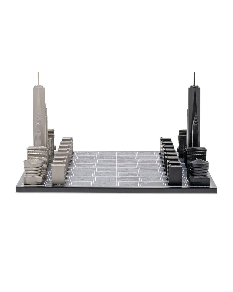 New York Skyline Stainless Steel Chess Set – Luxury Architectural Mancave Edition