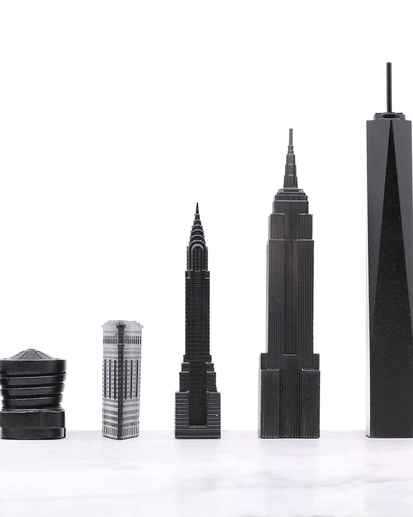 New York Skyline Stainless Steel Chess Set – Luxury Architectural Mancave Edition