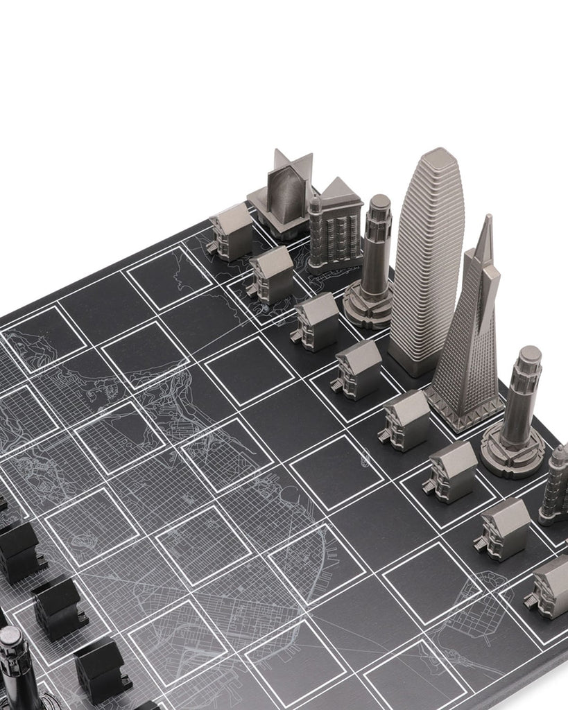 San Francisco Skyline Chess Set – Stainless Steel Luxury Mancave Edition