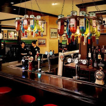 Load image into Gallery viewer, Industrial Wine Bottle Chandelier – 8-Light Metal Bar Pendant