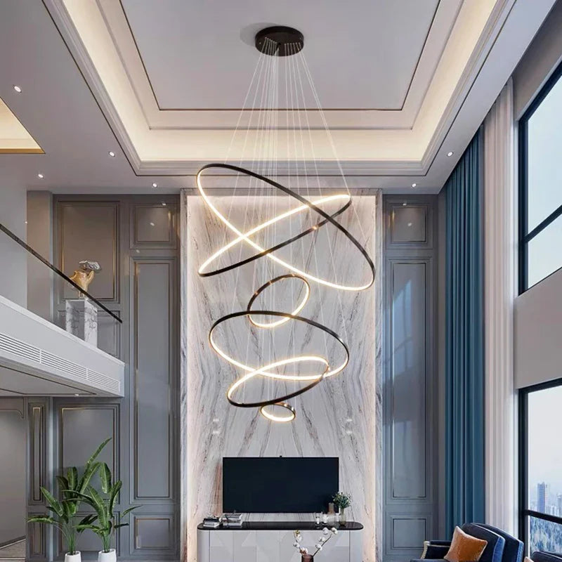 Joesee Modern Multi-Ring LED Pendant Light – Dimmable