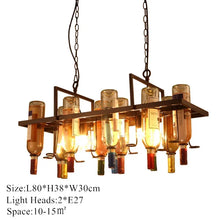 Load image into Gallery viewer, Industrial Wine Bottle Chandelier – 8-Light Metal Bar Pendant