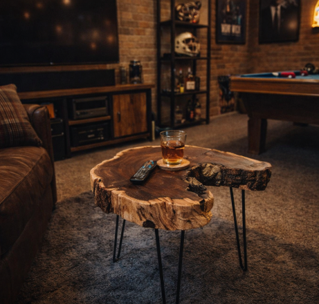 Live Edge Black Acacia Side Table | Lindenwald