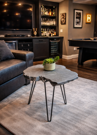 Live Edge Concrete Side Table | Industrial Accent Table