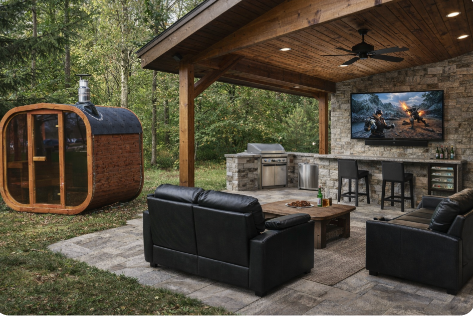 Luxury Outdoor ThermoWood Sauna – Patio Elegance MW20