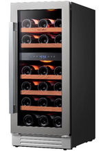 Load image into Gallery viewer, 15” Dual Zone Wine Fridge – 28 Bottle Built-In Wine Cooler