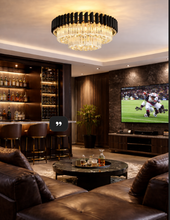 Load image into Gallery viewer, Black Crystal Flush Mount Ceiling Light | Modern 4-Light Fixture