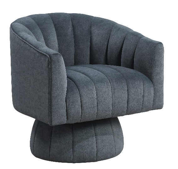 Dark Gray Velvet Swivel Barrel Chair – Luxury Modern 360° Accent Chair