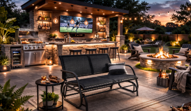 Outdoor Steel Glider Bench – 2-Person Patio Rocking Seat