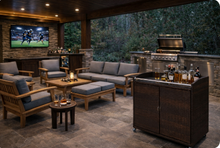 Load image into Gallery viewer, Outdoor Rolling Bar Cabinet – UV-Resistant Wicker Patio Storage Cart