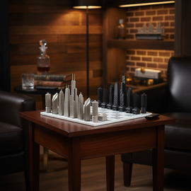 Chicago Skyline Chess Set – Luxury Architectural Mancave Chess Board