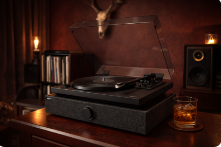 Luxury Tabletop Vinyl System for Mancave | SpinDuo & SpinTrio Record Player Setup System
